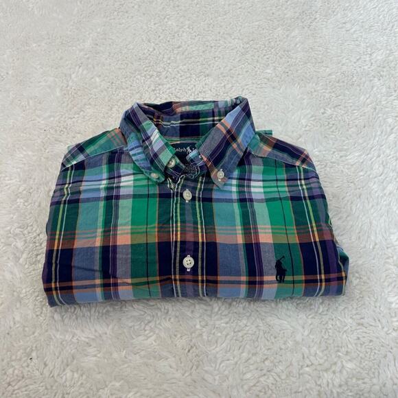Ralph Lauren Boys Button Up Plaid‎ Shirt Colorful Multicolor Long Sleeve Sz 8, S - Picture 1 of 6